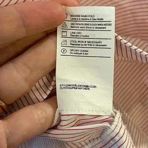 Vince button front tunic pin stripe red white 3/4 sleeve large - Picture 9 of 11